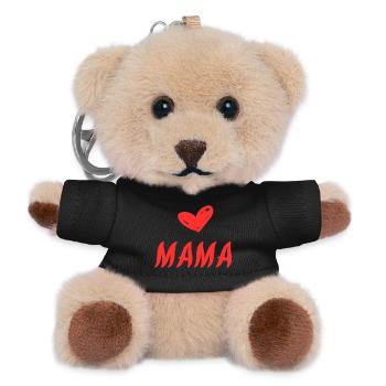 Rotes Herz Mama Handlettering - Teddy Schlüsselanhänger - Schwarz - Vorne