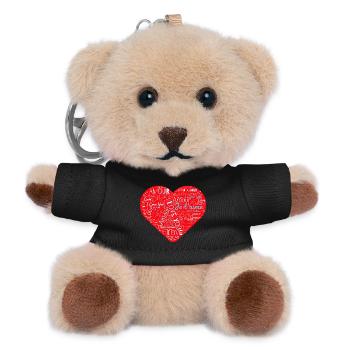 HERZ. PAAR. ICH HABE GERADE GEHEIRATET. Junggesellinnenabschied. VALENTINSTAG. - Teddy Schlüsselanhänger - Schwarz - Vorne