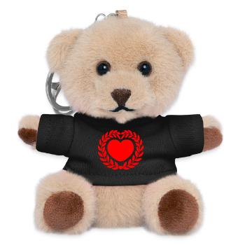 Herz im Lorbeerkranz rot - Teddy Schlüsselanhänger - Schwarz - Vorne
