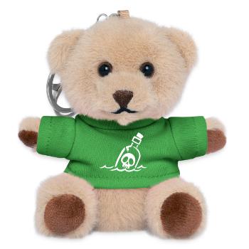 Weißer Totenkopf in der Flasche - Teddy Schlüsselanhänger - Grün - Vorne