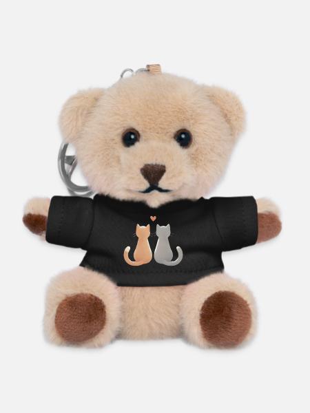 Amour et chats compagnons félins - Porte-clés ourson - noir