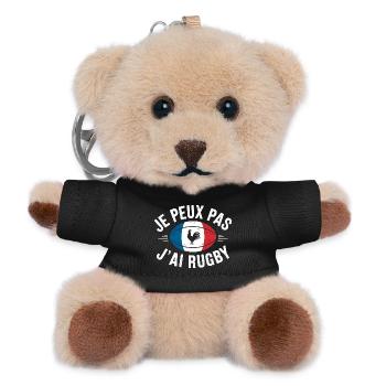 je peux pas j ai rugby - Porte-clés ourson - noir - Devant