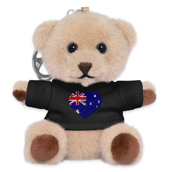 Australische Flagge Herz Design - Teddy Schlüsselanhänger - Schwarz - Vorne