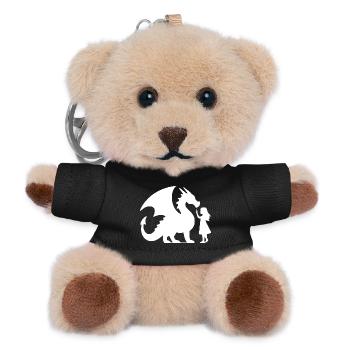 Mythischer Drache und Mädchen Silhouette Design - Teddy Schlüsselanhänger - Schwarz - Vorne