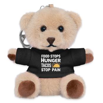 Essen stoppt den Hunger Tacos stoppen Schmerzen - Teddy Schlüsselanhänger - Schwarz - Vorne
