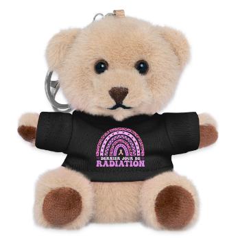 Breast Cancer Pink October Radiotherapy - Teddy Keyring - black - Front