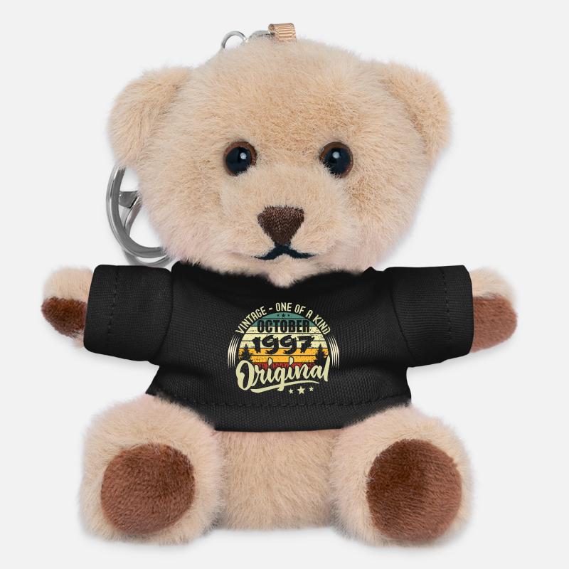 October 1997 Birthday Gift - Teddy Keyring - black
