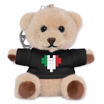 Pixel Herz Italien Flagge - Teddy Schlüsselanhänger - Schwarz - Vorne