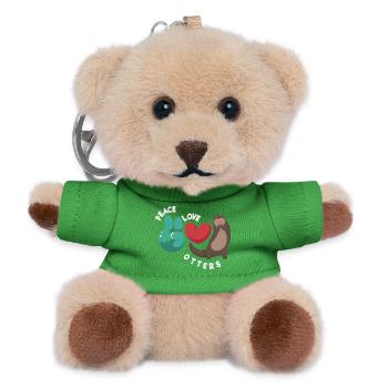 Sea Otter Cartoon Peace Love - Teddy Keyring - green - Front