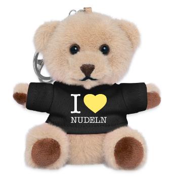 I love Nudeln - Teddy Schlüsselanhänger - Schwarz - Vorne
