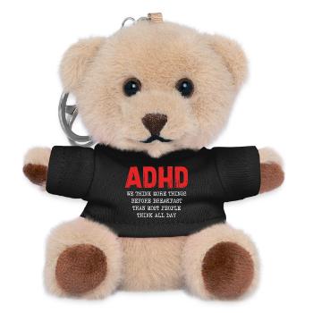 ADHD Gedankenkaskade Morgens - Teddy Schlüsselanhänger - Schwarz - Vorne