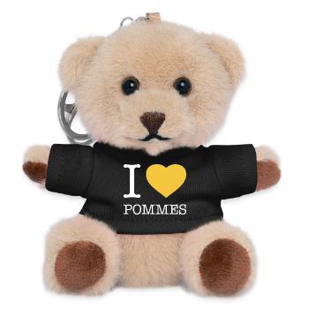 I love Pommes - Teddy Schlüsselanhänger - Schwarz - Vorne