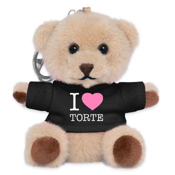 I love Torte - Teddy Schlüsselanhänger - Schwarz - Vorne