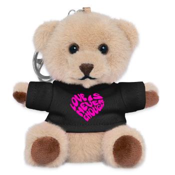 Love Is Never Enough Heart Motif Saying Art - Teddy Keyring - black - Front