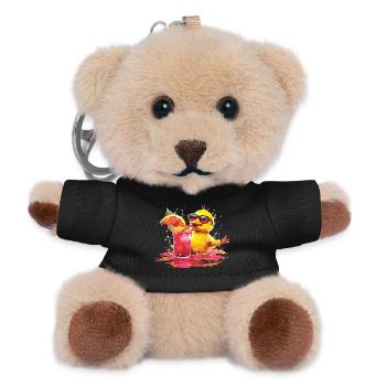 Cooles Küken mit Cocktail und Sonnenbrille - Teddy Schlüsselanhänger - Schwarz - Vorne