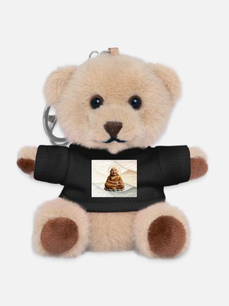 Buddha on leaf pattern - Teddy Keyring - black