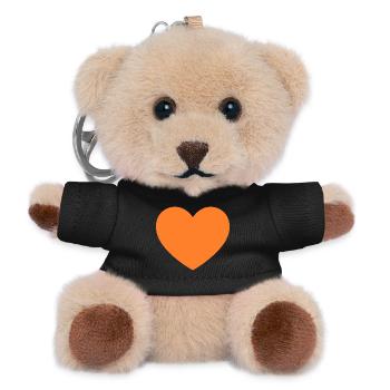orangenes Herz orangen Geschenk Valentinstag - Teddy Schlüsselanhänger - Schwarz - Vorne