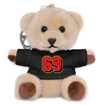 Numéro de maillot sportif en gras 69 - Porte-clés ourson - noir - Devant