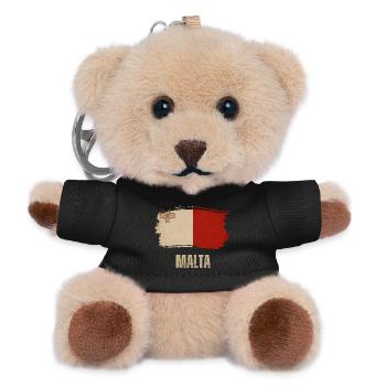 Grunge Maltese Flag, I Love Malta - Teddy Keyring - black - Front