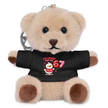 Gans Lustiges 67 Valentine Paar Geschenk - Teddy Schlüsselanhänger - Schwarz - Vorne