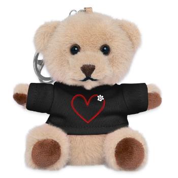 Hundepfote mit Herz - Teddy Schlüsselanhänger - Schwarz - Vorne
