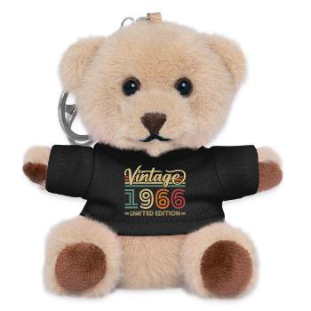 Vintage 1966 Jahrgang Geburtstag retro Geschenk - Teddy Schlüsselanhänger - Schwarz - Vorne