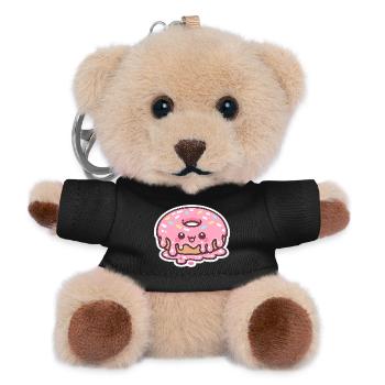 Kawaii Donut with Frosting - Teddy Keyring - black - Front