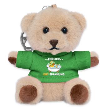 Wellness Ente Endlich Ent-Spannung Wortwitz - Teddy Schlüsselanhänger - Grün - Vorne