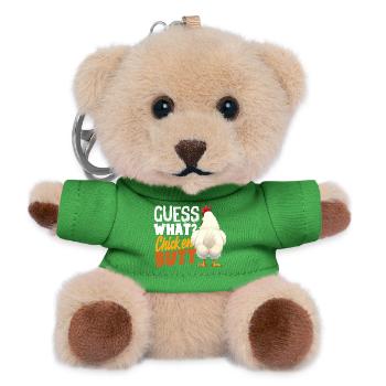 Guess Chicken Bottom Funny Joke - Teddy Keyring - green - Front