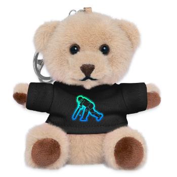 Cricket Jungen Kinder Herren Cricketspieler - Teddy Schlüsselanhänger - Schwarz - Vorne
