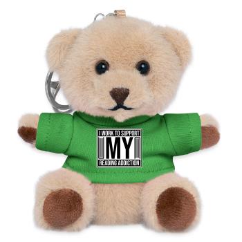I Work To Support My Reading Addiction Bücher Logo - Teddy Schlüsselanhänger - Grün - Vorne