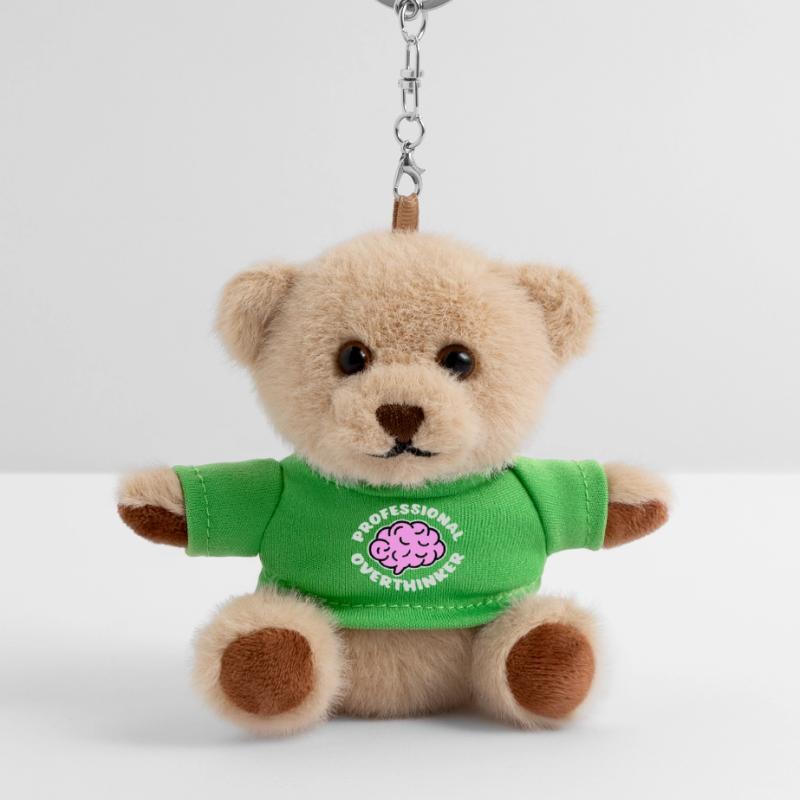 Professional Overthinker Funny Brooding Anxiety Logo Teddy Keyring