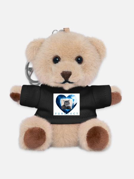 Furrfect Blue Diamond Heart Tabby Cat Aesthetic - Teddy Keyring - black