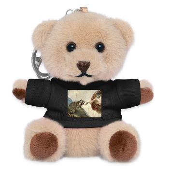 raccoon beating god's hand raccoon meme - Teddy Keyring - black - Front