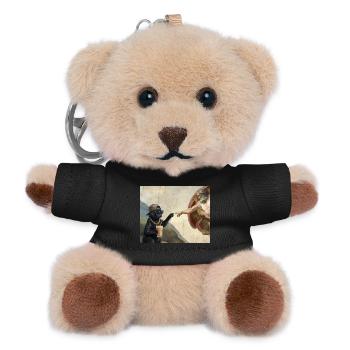 Cat Slaps God's Hand Funny Cats Meme - Teddy Keyring - black - Front