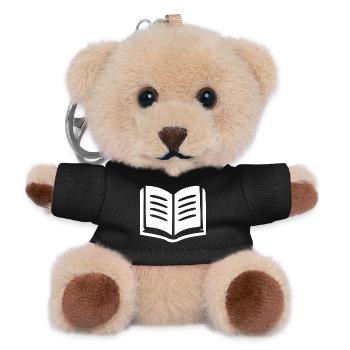 Buch Bücher lesen Geschenk - Teddy Schlüsselanhänger - Schwarz - Vorne
