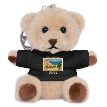 Nordmazedonien Bitola Vintage Reisemarke - Teddy Schlüsselanhänger - Schwarz - Vorne