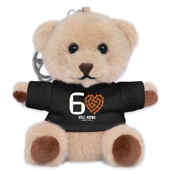 60 Years Bicycle Still Riding Birthday Gift - Teddy Keyring - black - Front