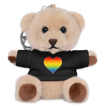 Regenbogen Herz - Teddy Schlüsselanhänger - Schwarz - Vorne