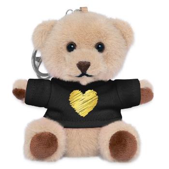 Goldenes Pinselherz – Elegantes Herz Motiv - Teddy Schlüsselanhänger - Schwarz - Vorne