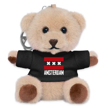 Amsterdam X Gestreiftes Emblem - Teddy Schlüsselanhänger - Schwarz - Vorne