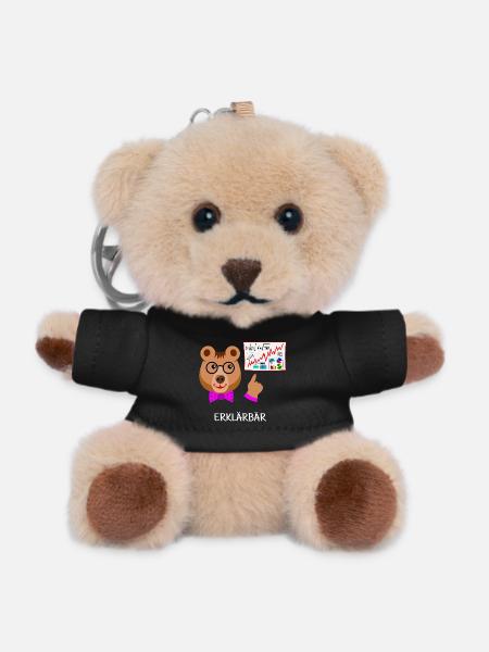 Erklärbär, Lehrer lustiger Bär intelligent, schlau - Teddy Schlüsselanhänger - Schwarz