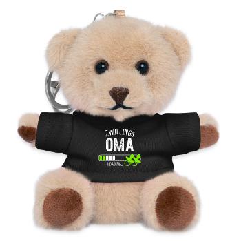Zwillingsoma Loading Oma Großmutter Zwillinge - Teddy Schlüsselanhänger - Schwarz - Vorne