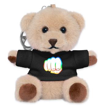 Clenched fist colorful fist bump cool logo symbol - Teddy Keyring - black - Front