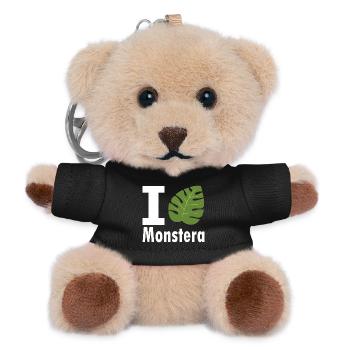 I love Monstera Fensterblatt Pflanzen Geschenk - Teddy Schlüsselanhänger - Schwarz - Vorne