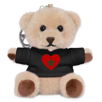 Morocco Flag Heart - Teddy Keyring - black - Front