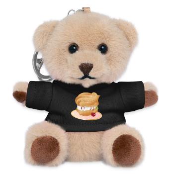Mit Sahne und Kirsche gefüllter Windbeutel - Teddy Schlüsselanhänger - Schwarz - Vorne