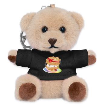 Un chou à la crème fourré avec un nœud cadeau - Porte-clés ourson - noir - Devant