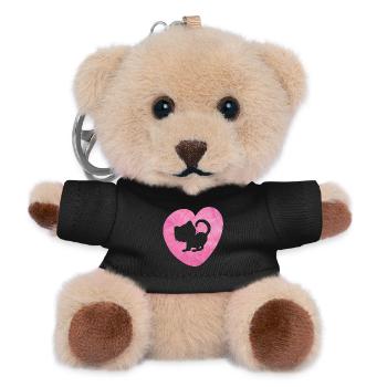Heart Cat Fur Cat Fluffy Silhouette Love Fan - Teddy Keyring - black - Front