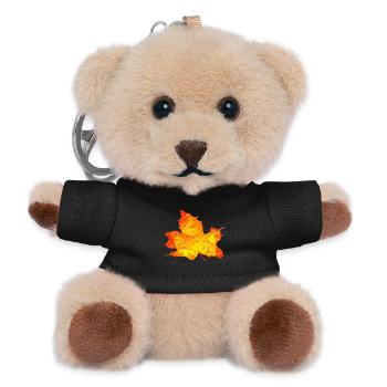 Polygonales Herbst Ahorn Baum Blatt Poly Kunst - Teddy Schlüsselanhänger - Schwarz - Vorne